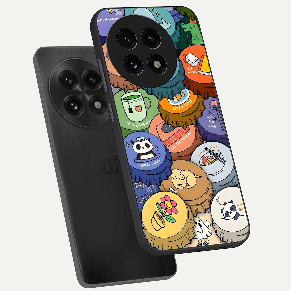  Coins Patterns phone case For OnePlus 13R showing premium glass back cover with detailed artwork