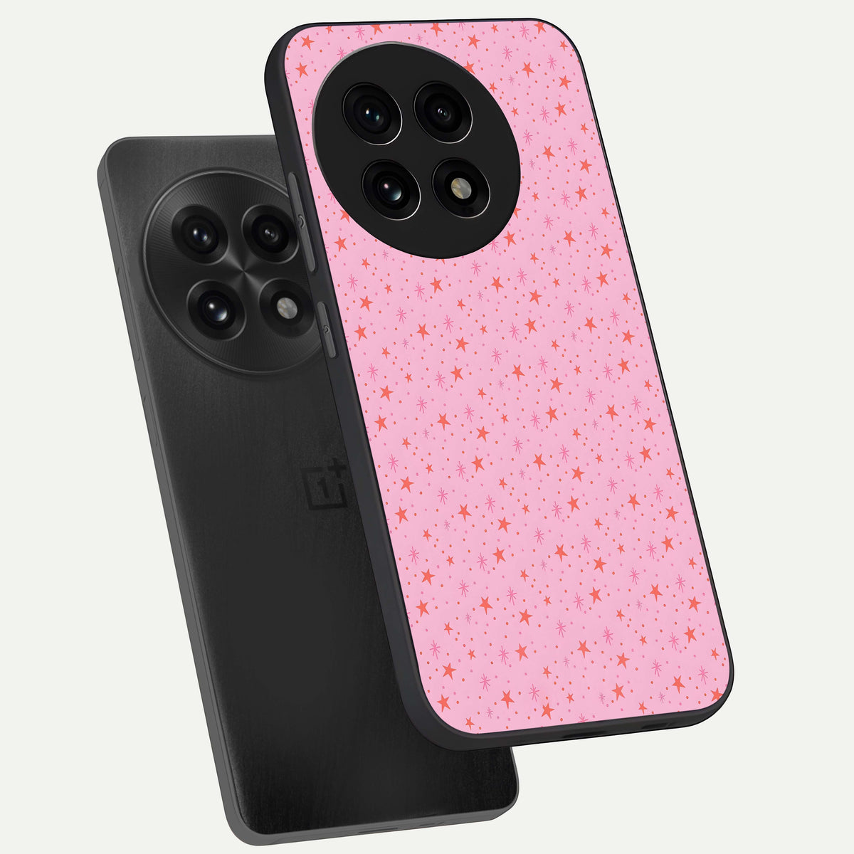  Cosmic Pink Sparkle phone case For OnePlus 13R showing premium glass back cover with detailed artwork