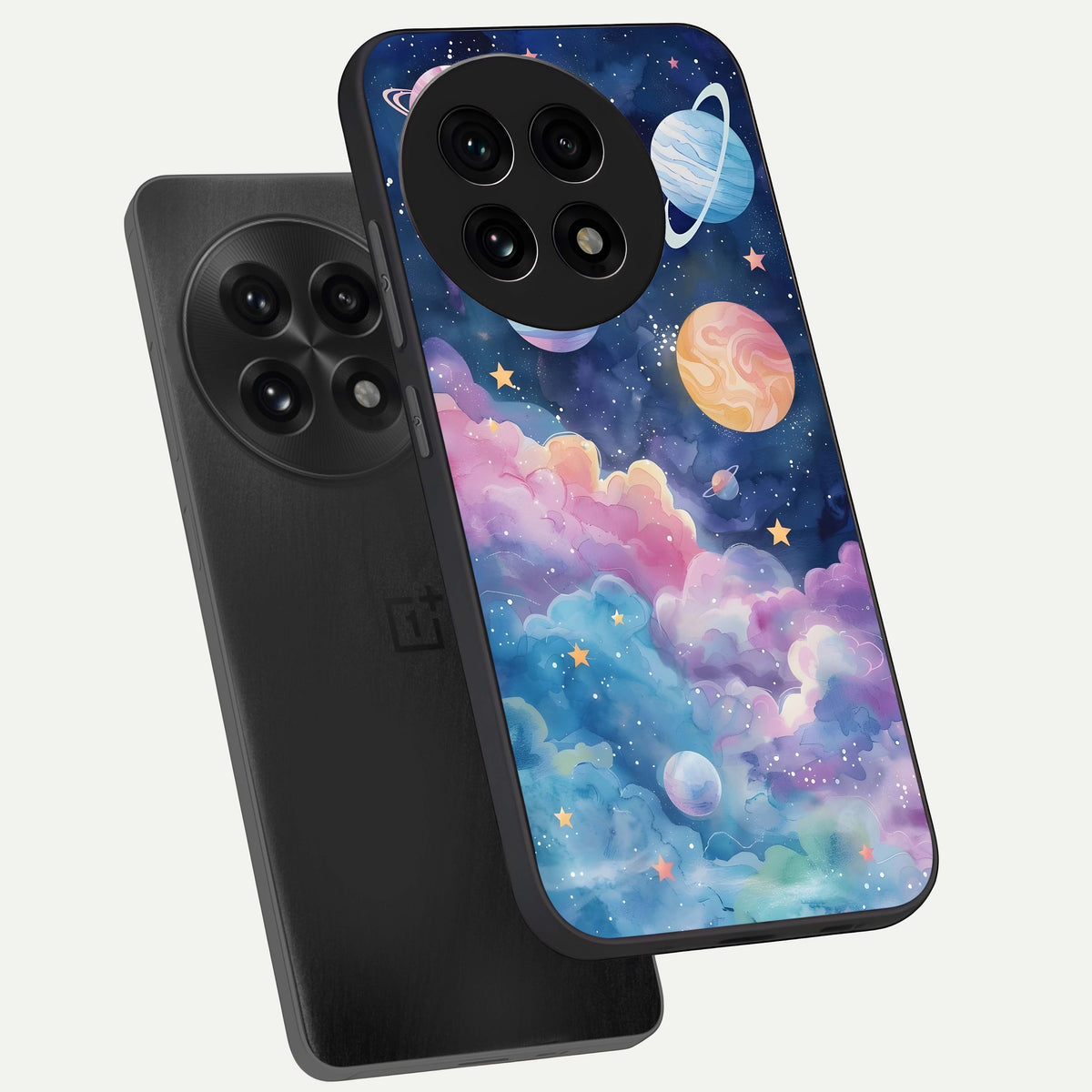  Cosmic Planet Dreams phone case For OnePlus 13R showing premium glass back cover with detailed artwork