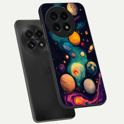  Cosmic Planet Journey phone case For OnePlus 13R showing premium glass back cover with detailed artwork
