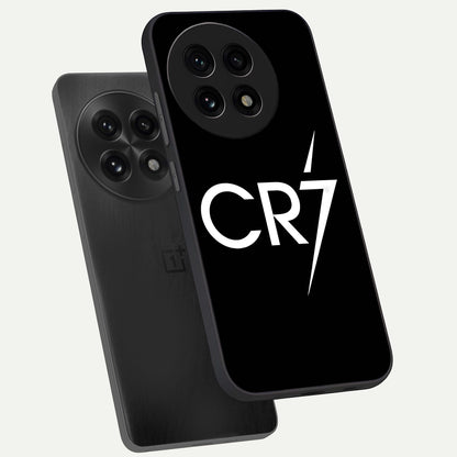 CR7 Elite Strike phone case For OnePlus 13R showing premium glass back cover with detailed artwork