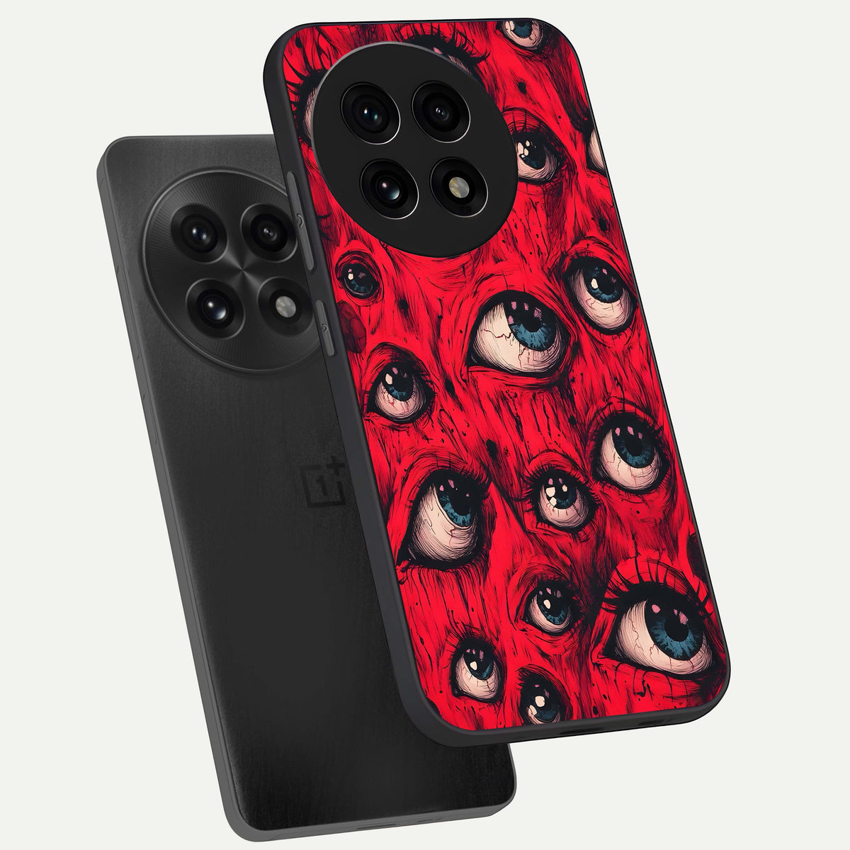  Crimson Watch Eyes phone case For OnePlus 13R showing premium glass back cover with detailed artwork