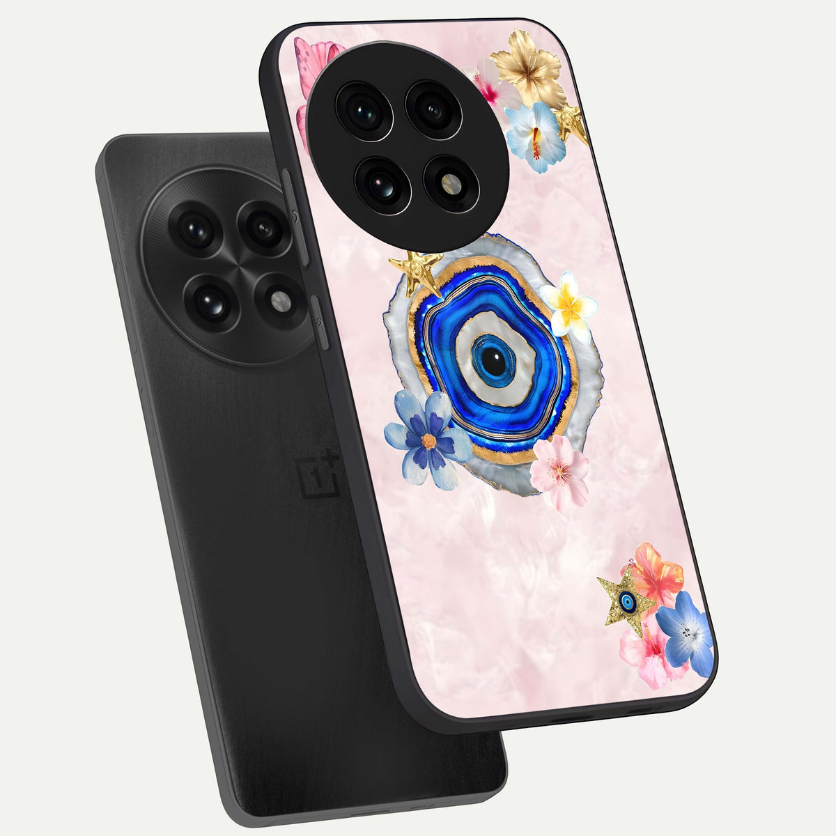  Divine Aura Bloom phone case For OnePlus 13R showing premium glass back cover with detailed artwork