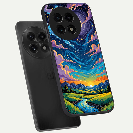  Dreamy Night Landscape phone case For OnePlus 13R showing premium glass back cover with detailed artwork