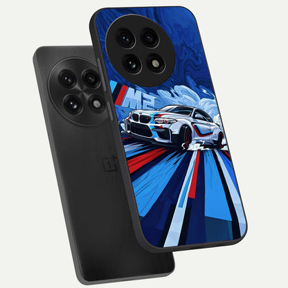  Drift Power Rush phone case For OnePlus 13R showing premium glass back cover with detailed artwork