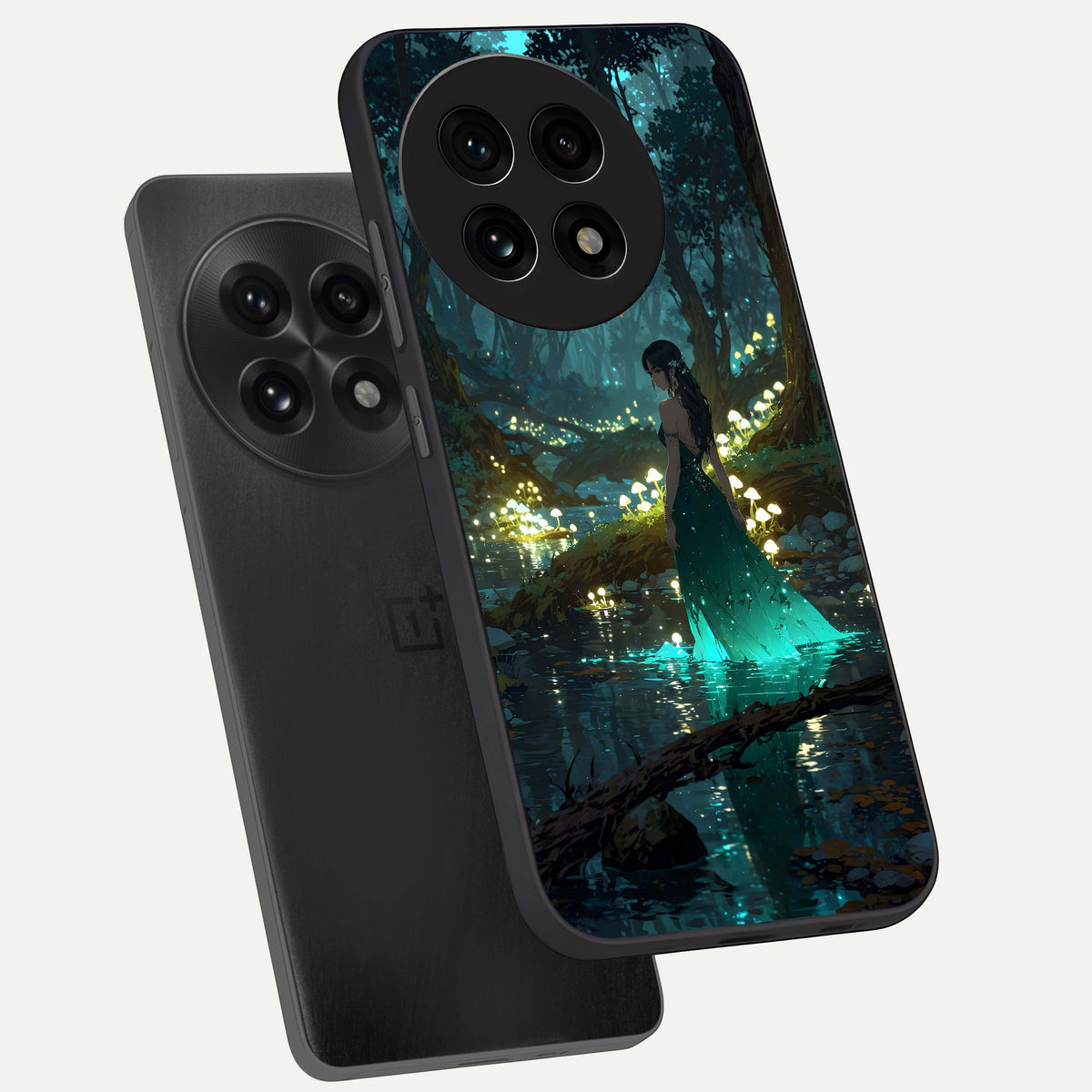  Enchanted Forest Glow phone case For OnePlus 13R showing premium glass back cover with detailed artwork