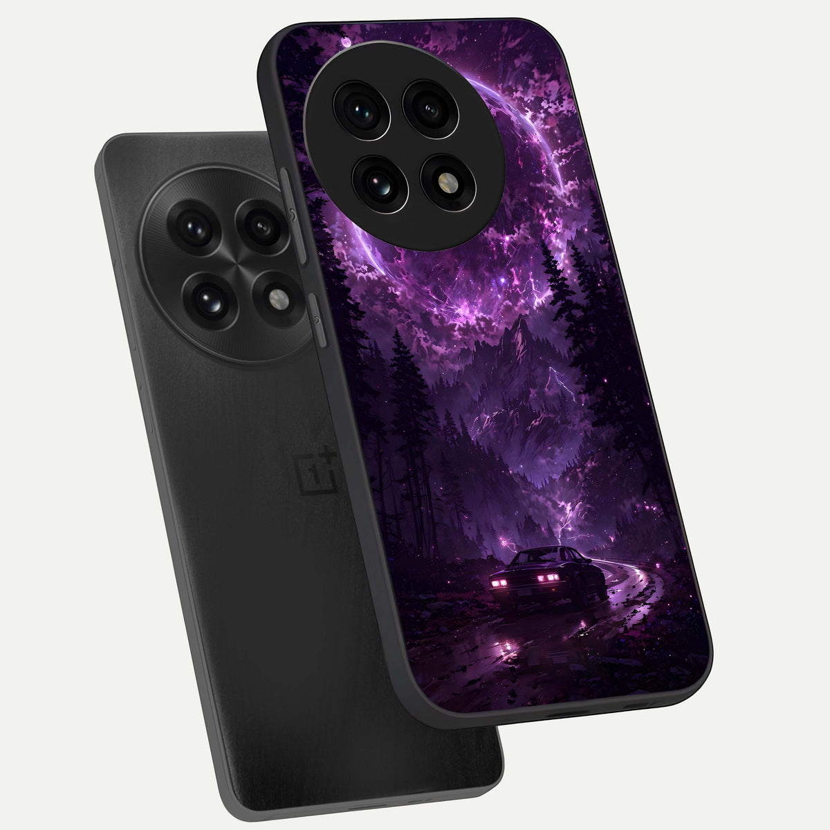  Eternal Cosmic Drive phone case For OnePlus 13R showing premium glass back cover with detailed artwork