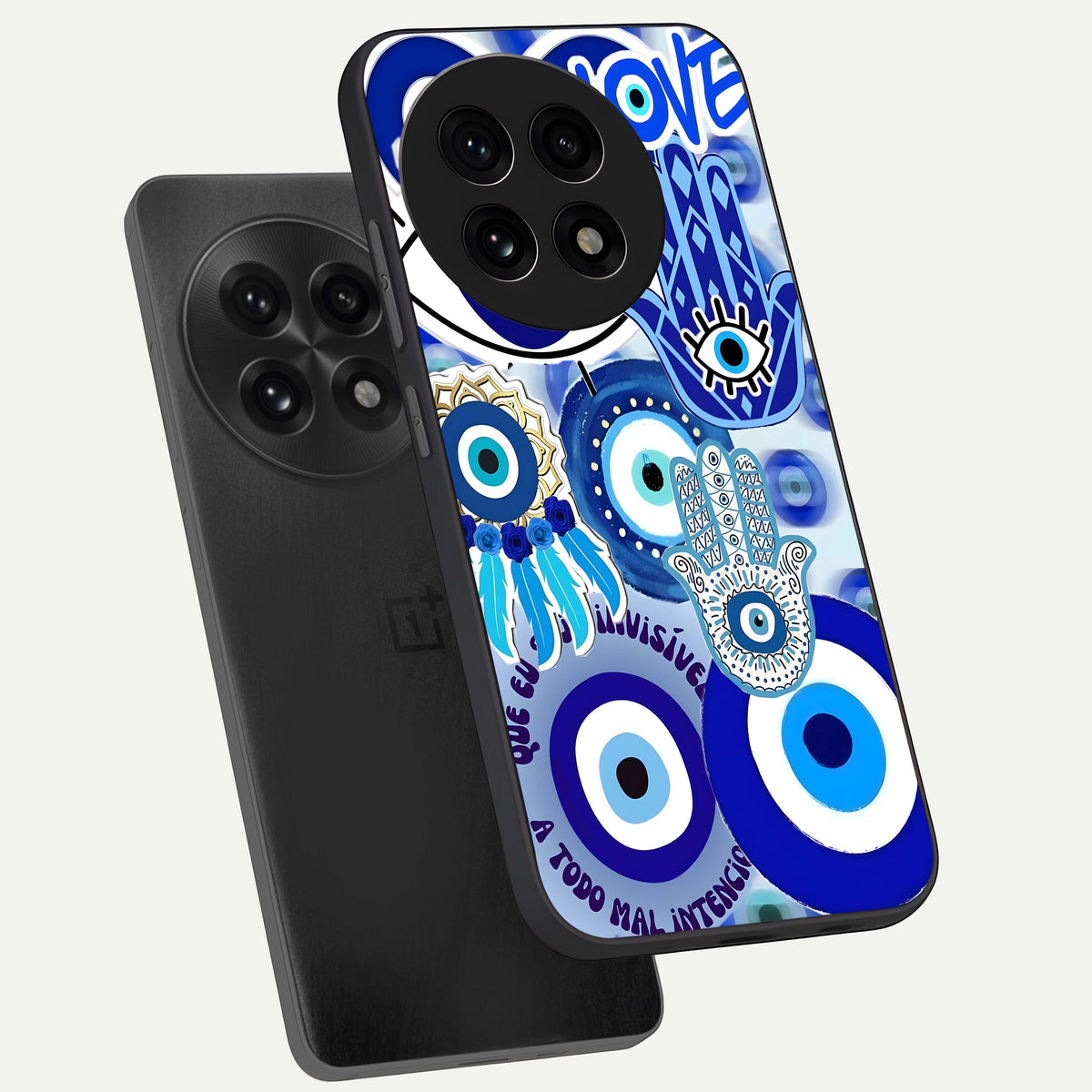  Evil Eyes Dream phone case For OnePlus 13R showing premium glass back cover with detailed artwork