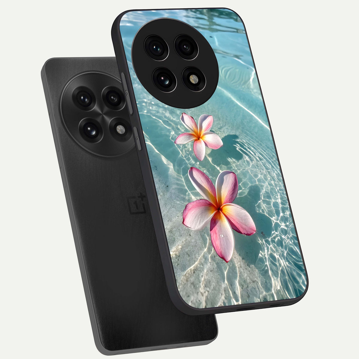  Floating Bloom Bliss phone case For OnePlus 13R showing premium glass back cover with detailed artwork