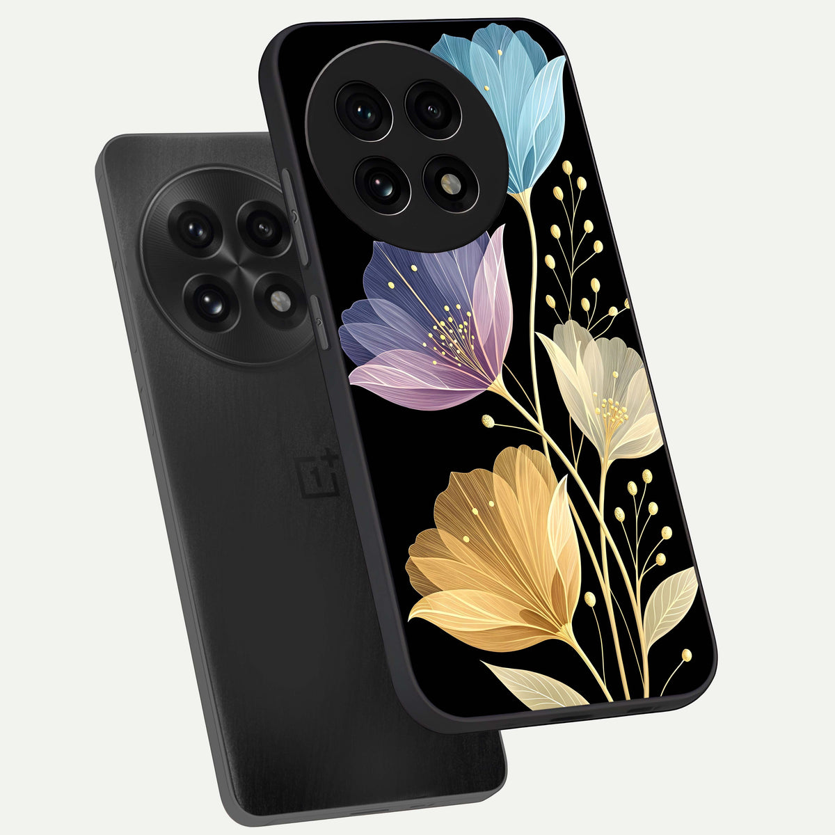  Flower Bloom Glow phone case For OnePlus 13R showing premium glass back cover with detailed artwork
