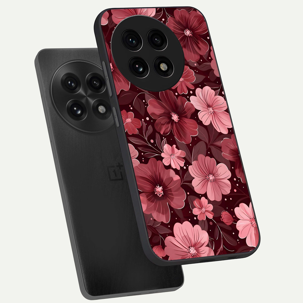  Flower Blush Bloom phone case For OnePlus 13R showing premium glass back cover with detailed artwork