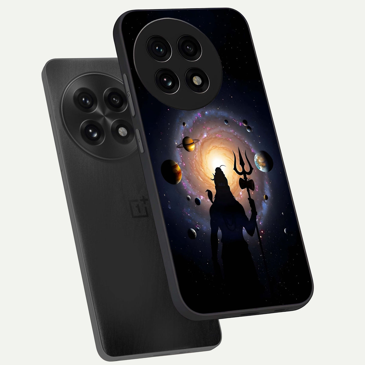  Galactic Shiva Vision phone case For OnePlus 13R showing premium glass back cover with detailed artwork