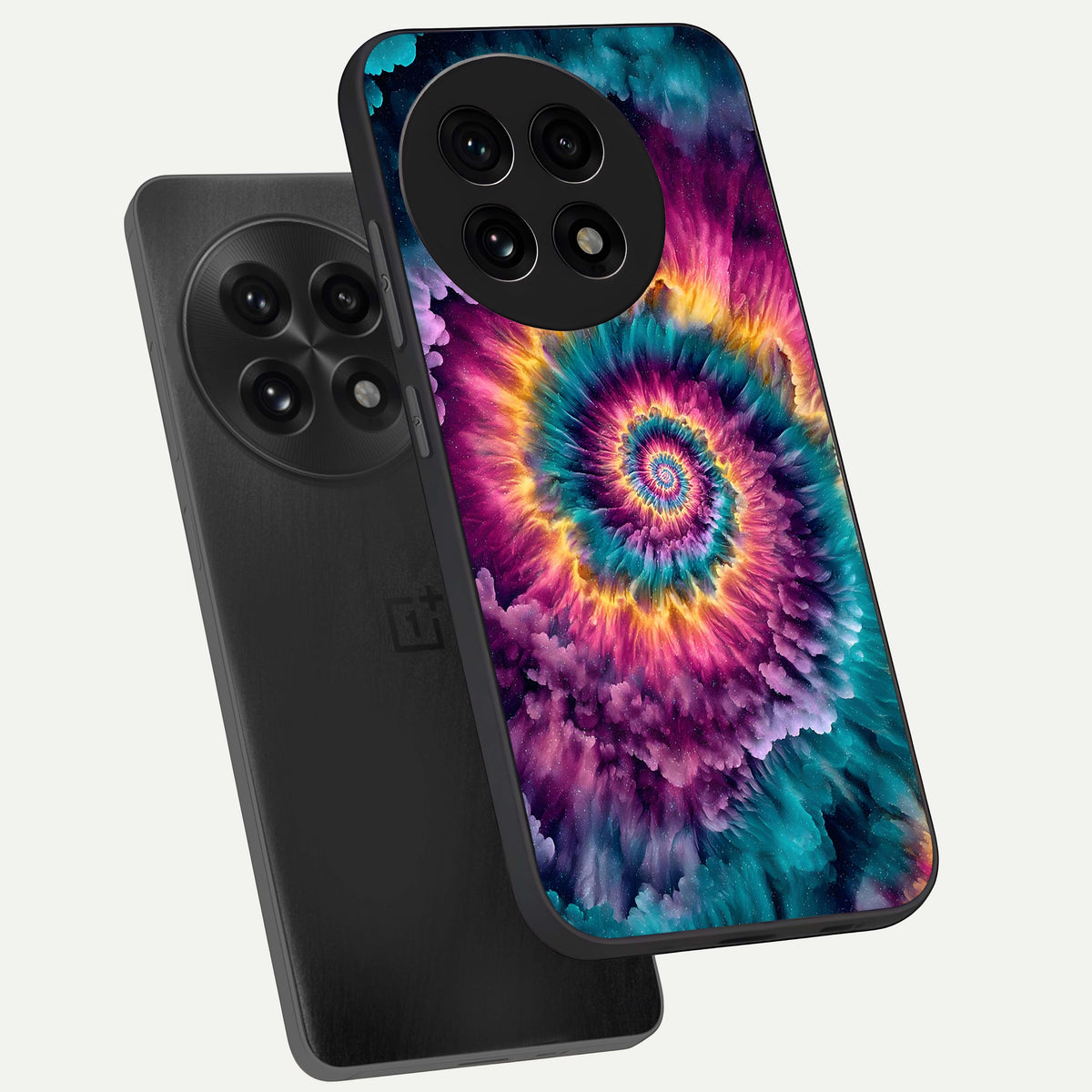  Galactic Spiral Burst phone case For OnePlus 13R showing premium glass back cover with detailed artwork