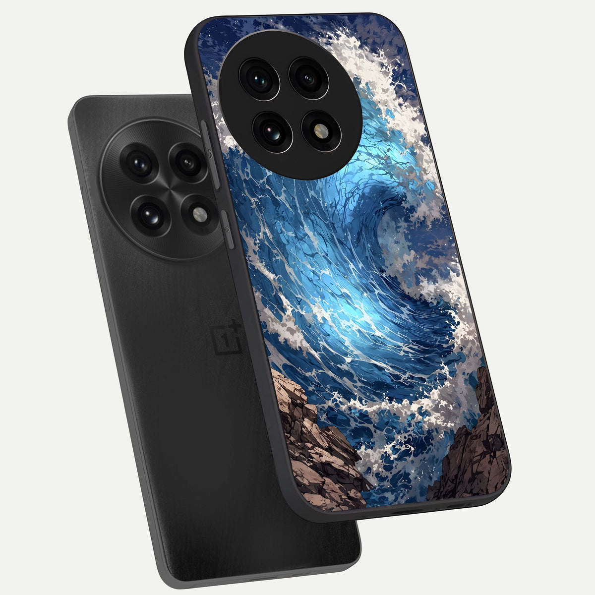  Giant Ocean Wave phone case For OnePlus 13R showing premium glass back cover with detailed artwork
