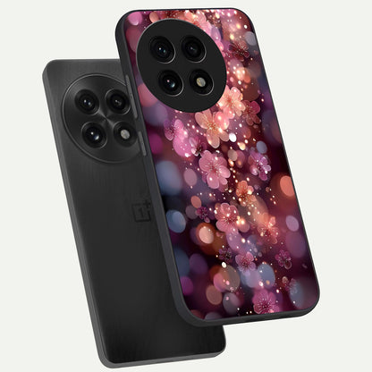 Glowing Petal Bliss phone case For OnePlus 13R showing premium glass back cover with detailed artwork