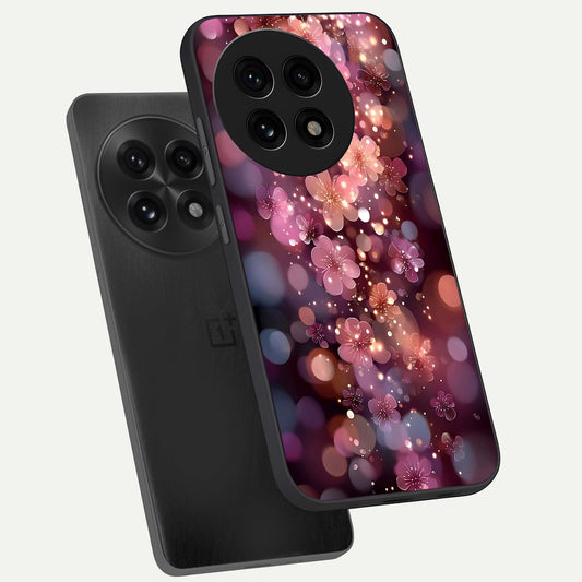  Glowing Petal Bliss phone case For OnePlus 13R showing premium glass back cover with detailed artwork
