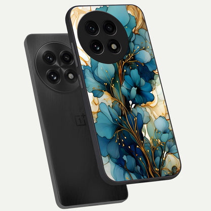  Golden Bloom Symphony phone case For OnePlus 13R showing premium glass back cover with detailed artwork