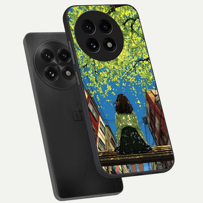  Golden Leaves Glow phone case For OnePlus 13R showing premium glass back cover with detailed artwork