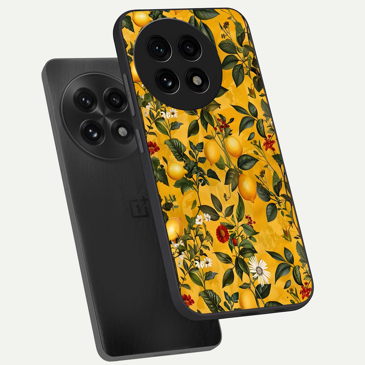  Golden Lemon Field phone case For OnePlus 13R showing premium glass back cover with detailed artwork