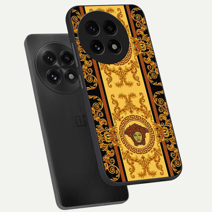  Golden Royal Heritage phone case For OnePlus 13R showing premium glass back cover with detailed artwork