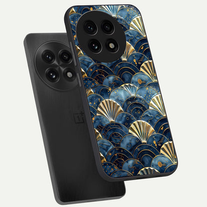  Golden Wave Luxe phone case For OnePlus 13R showing premium glass back cover with detailed artwork