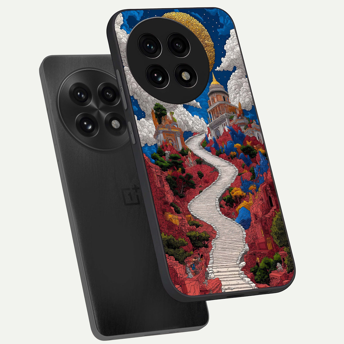  Heavenly Moon Path phone case For OnePlus 13R showing premium glass back cover with detailed artwork