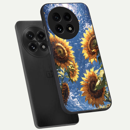  Heavenly Sunflower Rise phone case For OnePlus 13R showing premium glass back cover with detailed artwork