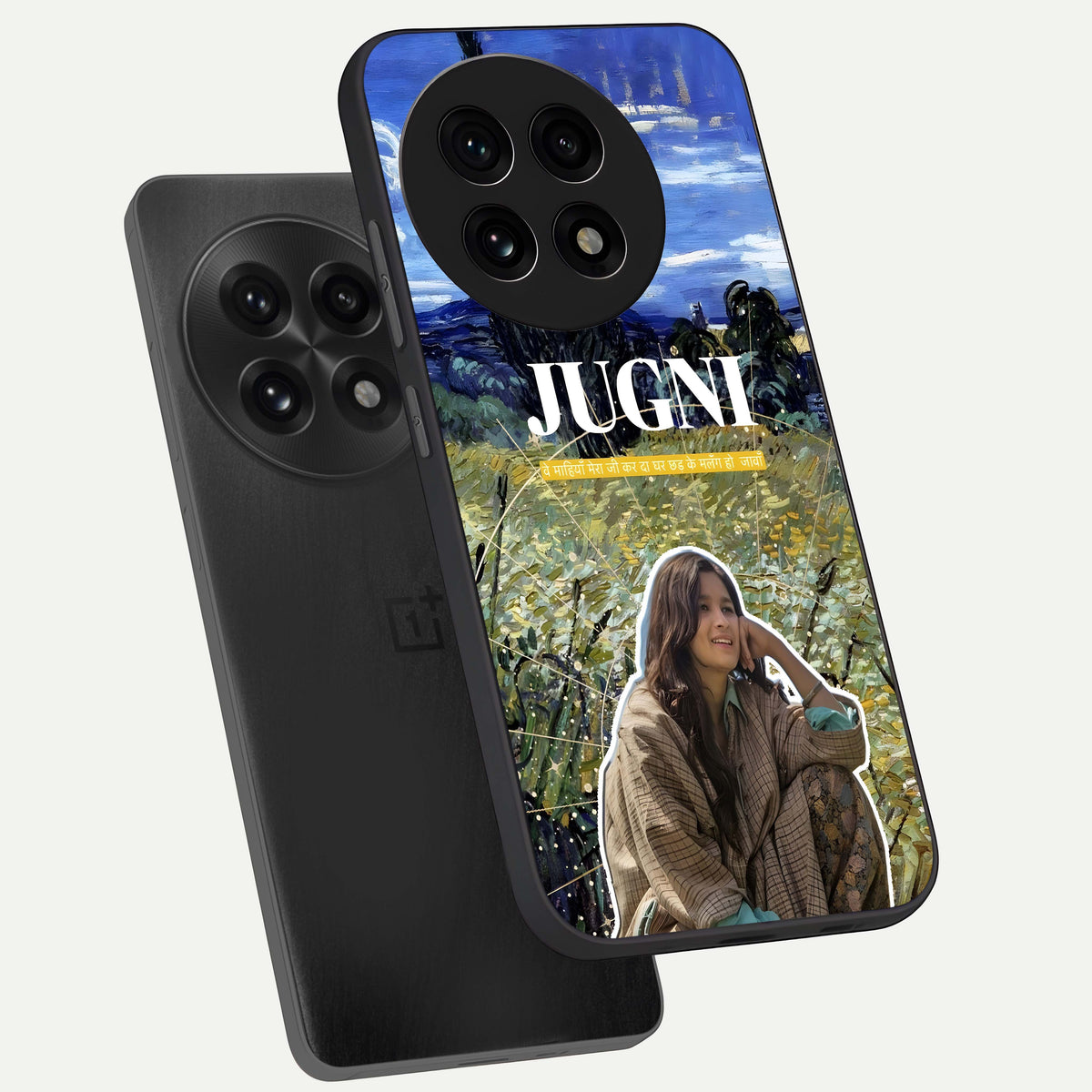  Jugni Soul Vibes phone case For OnePlus 13R showing premium glass back cover with detailed artwork
