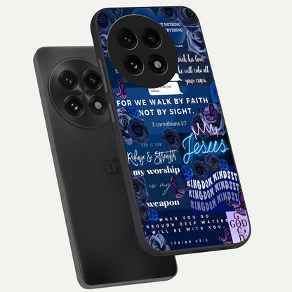  Kingdom Faith Glow phone case For OnePlus 13R showing premium glass back cover with detailed artwork