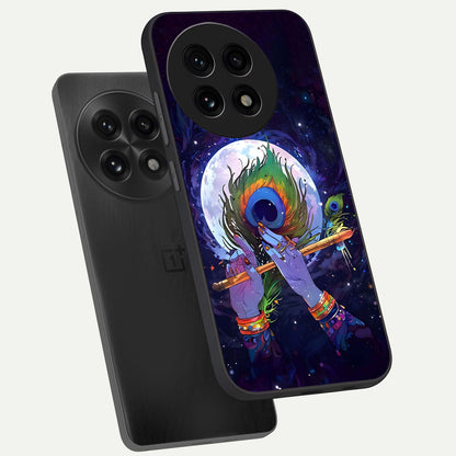  Krishna Hands Art phone case For OnePlus 13R showing premium glass back cover with detailed artwork