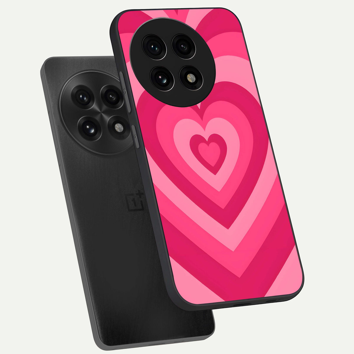  Layered Love Hearts phone case For OnePlus 13R showing premium glass back cover with detailed artwork