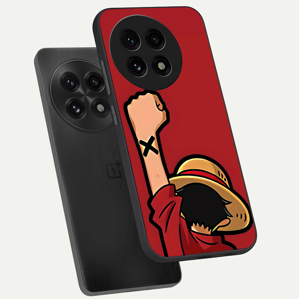  Luffy X Spirit phone case For OnePlus 13R showing premium glass back cover with detailed artwork