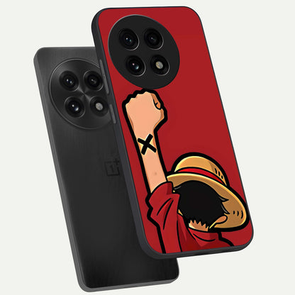  Luffy X Spirit phone case For OnePlus 13R showing premium glass back cover with detailed artwork
