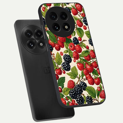  Mixed Berry Collage phone case For OnePlus 13R showing premium glass back cover with detailed artwork