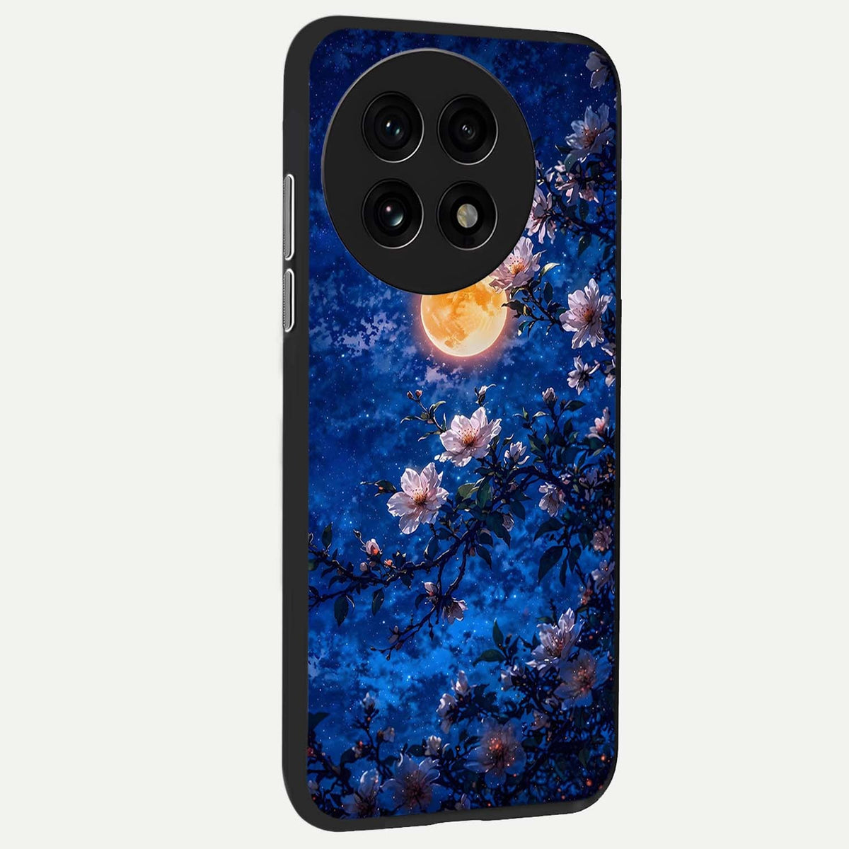  Moonlit Blossoms Night phone case For OnePlus 13R showing premium glass back cover with detailed artwork