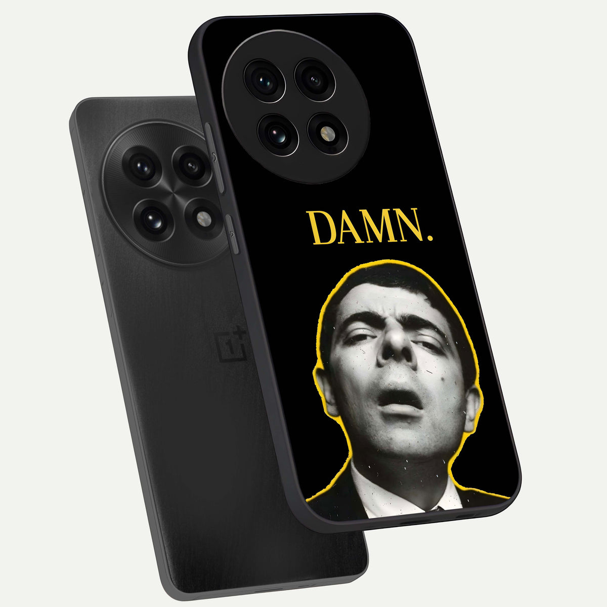  Mr Bean Damn phone case For OnePlus 13R showing premium glass back cover with detailed artwork