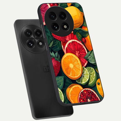  Multiple Fruits phone case For OnePlus 13R showing premium glass back cover with detailed artwork