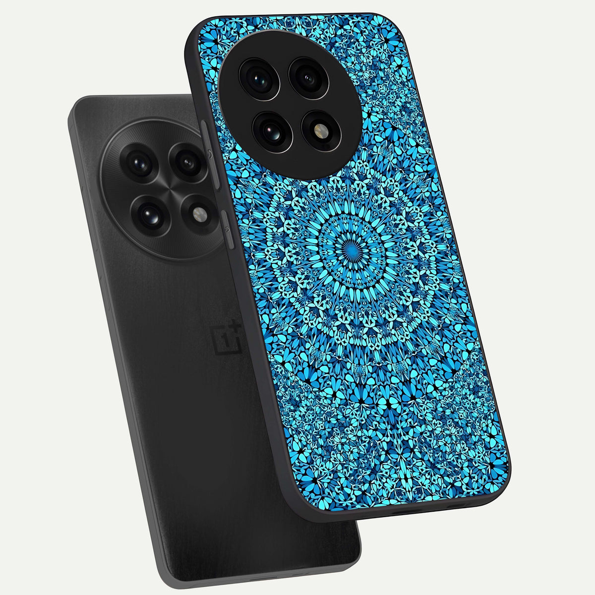  Ocean Bloom Mandala phone case For OnePlus 13R showing premium glass back cover with detailed artwork