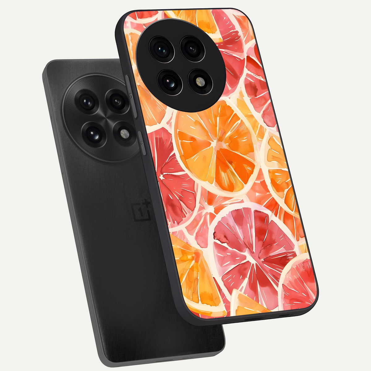  Orange Fruits Pattern phone case For OnePlus 13R showing premium glass back cover with detailed artwork