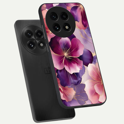  Pink Bouquet Florals phone case For OnePlus 13R showing premium glass back cover with detailed artwork