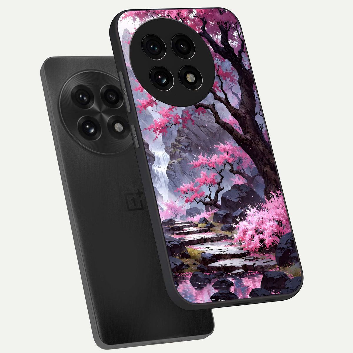  Pink Sunflower Glow phone case For OnePlus 13R showing premium glass back cover with detailed artwork