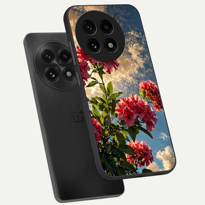  Red Bloom Skies phone case For OnePlus 13R showing premium glass back cover with detailed artwork