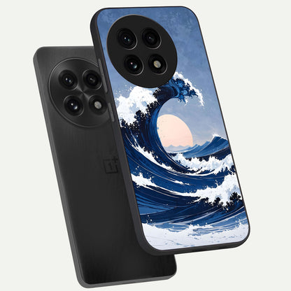  Rising Tide Power phone case For OnePlus 13R showing premium glass back cover with detailed artwork