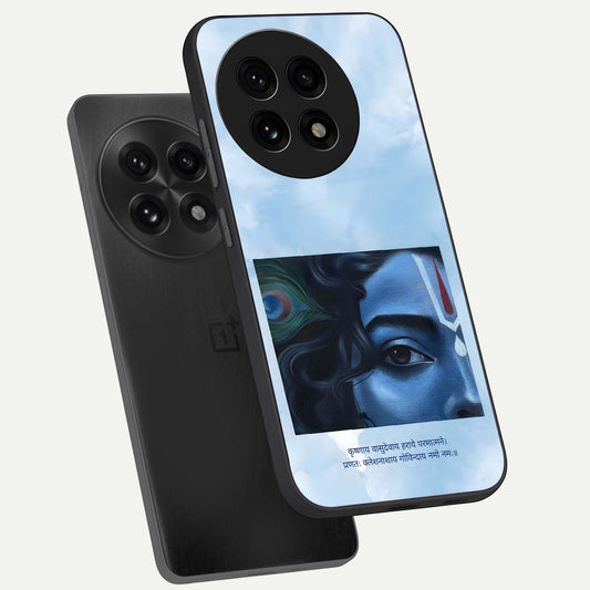  Spiritual Krishna phone case For OnePlus 13R showing premium glass back cover with detailed artwork