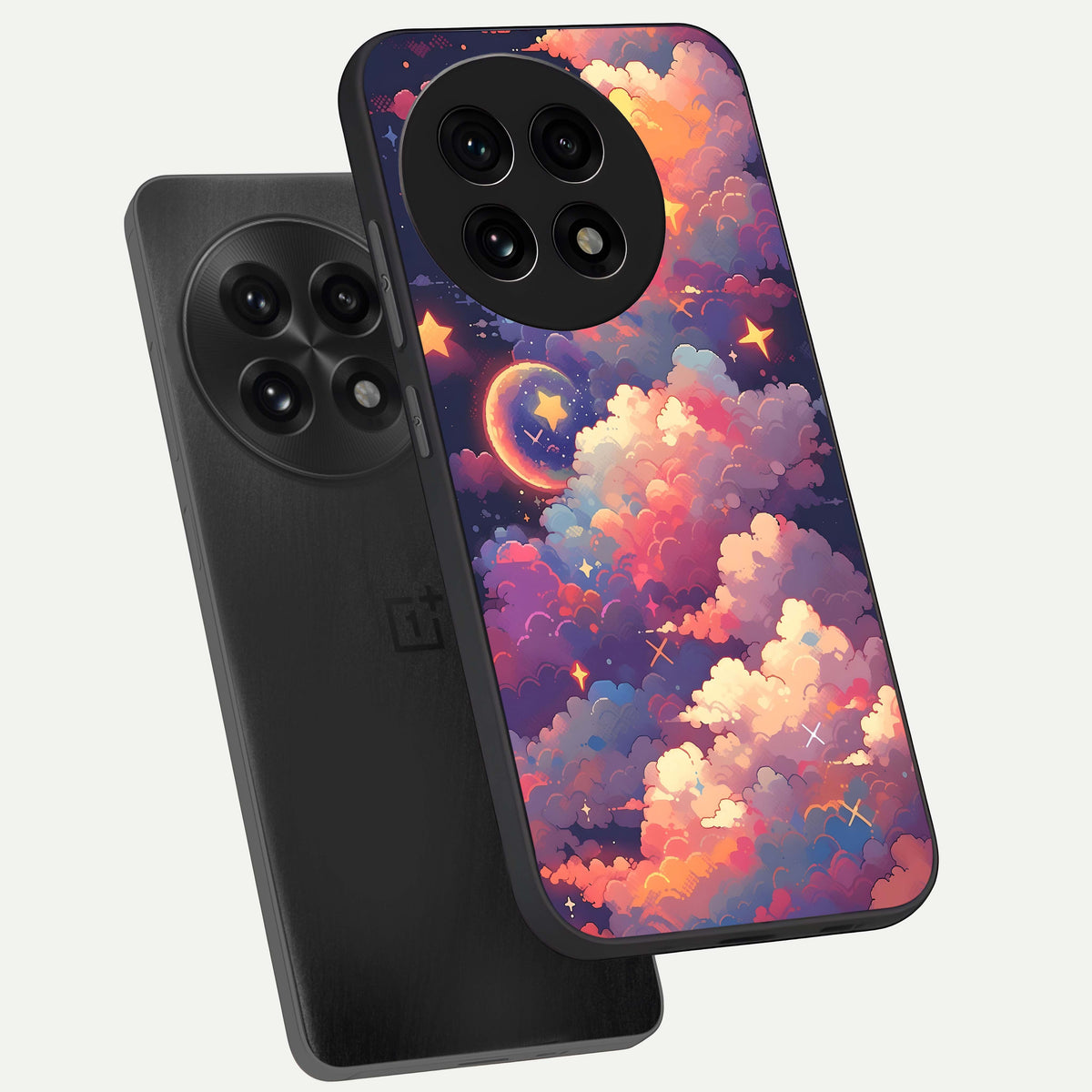  Starlit Dream Clouds phone case For OnePlus 13R showing premium glass back cover with detailed artwork