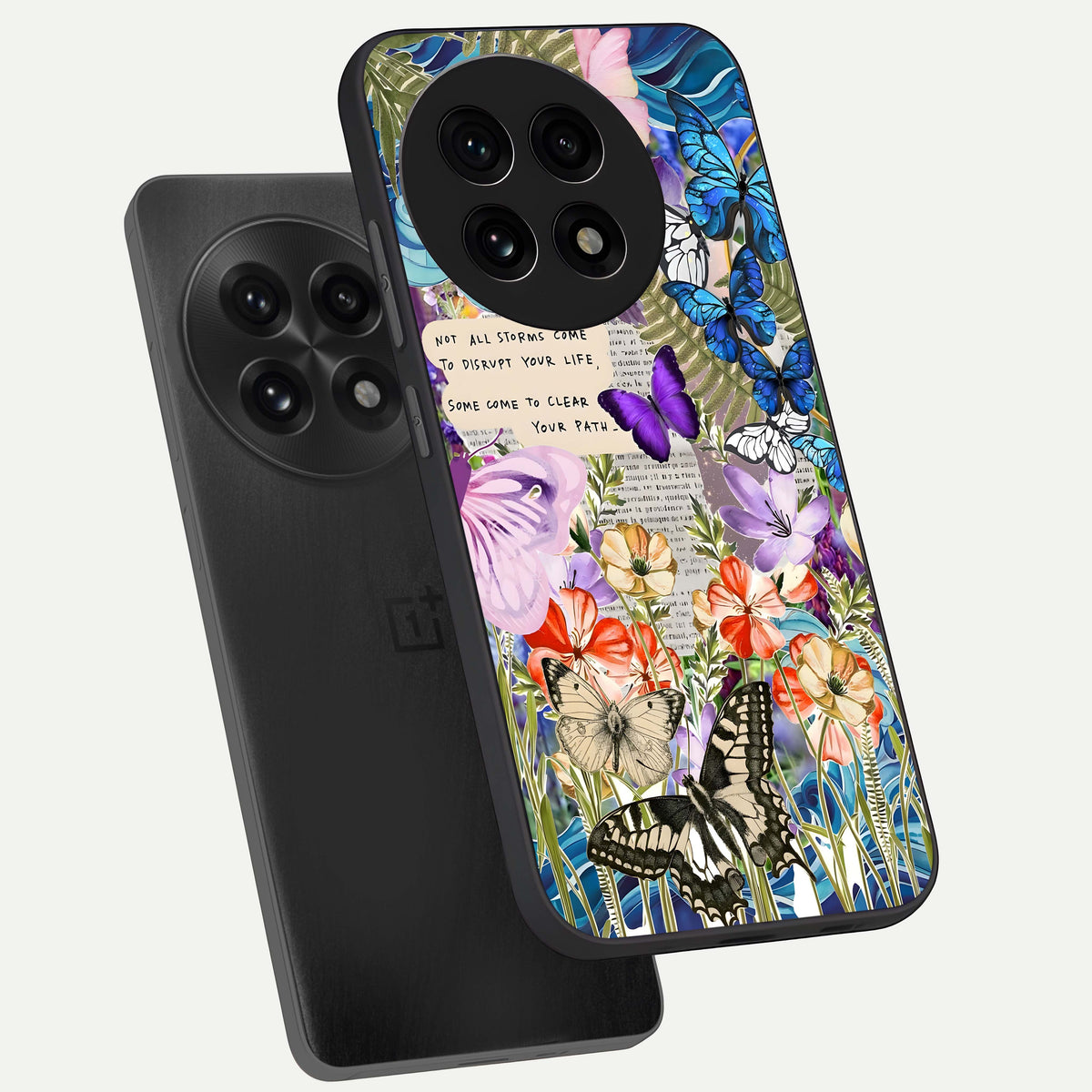  Storm Path Bloom phone case For OnePlus 13R showing premium glass back cover with detailed artwork