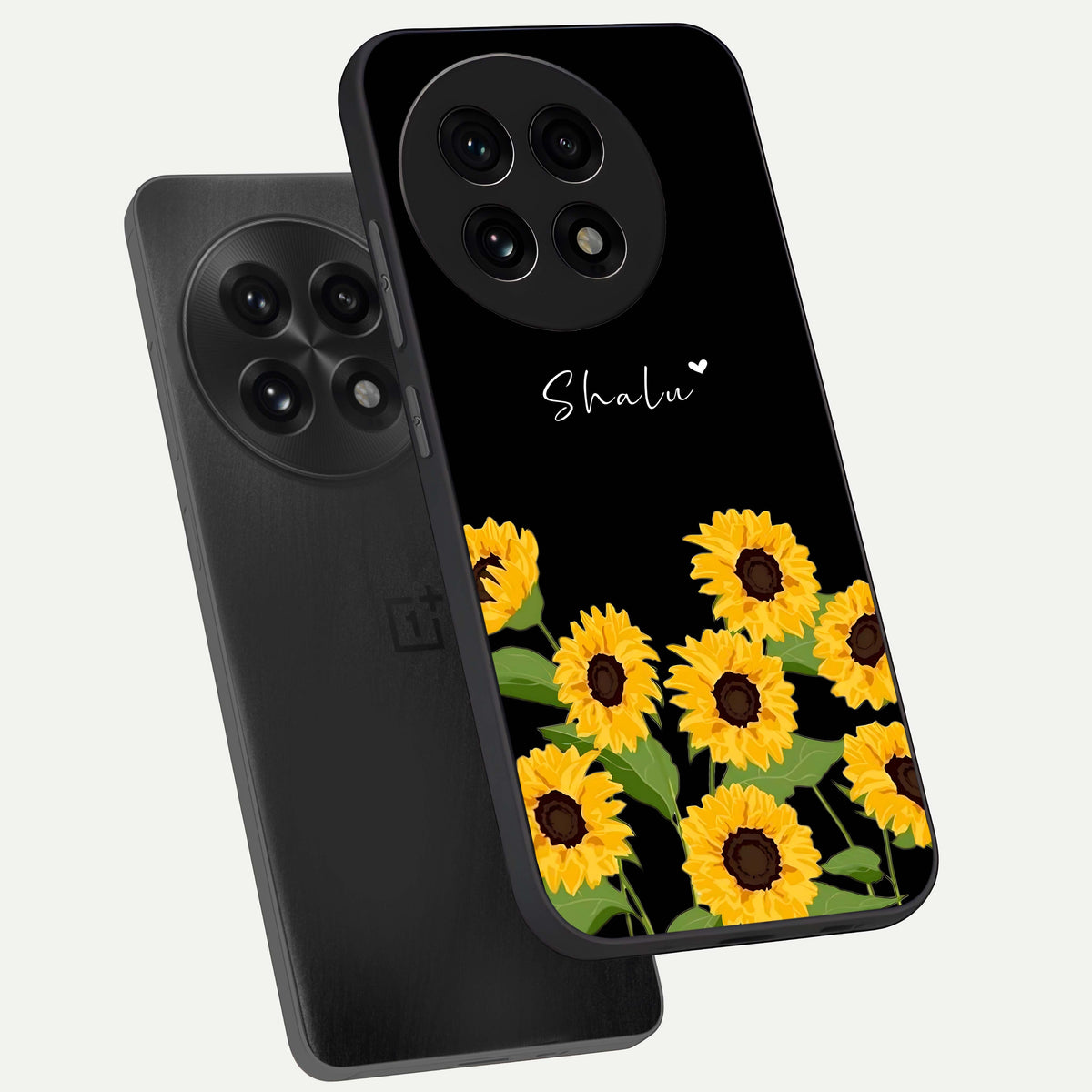  Sunflower Sky Bloom phone case For OnePlus 13R showing premium glass back cover with detailed artwork