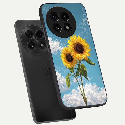  Sunlit Daisy Glow phone case For OnePlus 13R showing premium glass back cover with detailed artwork