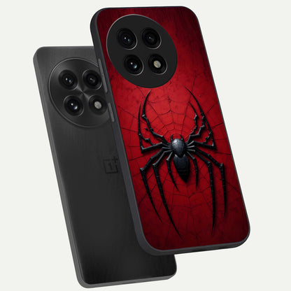  Superhero Web Emblem phone case For OnePlus 13R showing premium glass back cover with detailed artwork