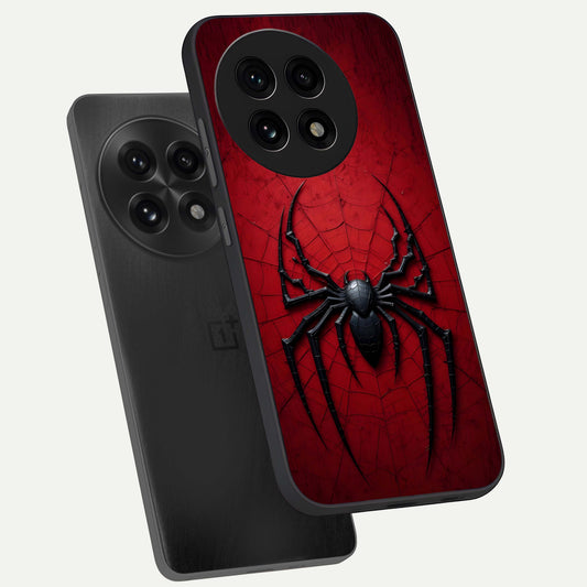  Superhero Web Emblem phone case For OnePlus 13R showing premium glass back cover with detailed artwork